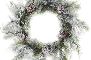 Новогодний декоративный венок 'Снежный' Ø40см, искусственная хвоя с шишками