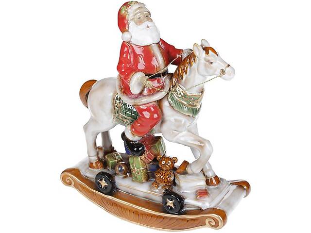 Новорічний декор Санта на коні кераміка Bona DP69422