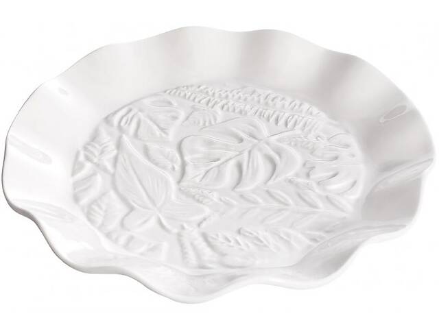 Обеденные тарелки в наборе 2шт Монстера диаметром 26см фарфор белый DP218706 BonaDi