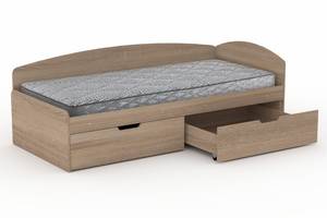 Односпальная кровать с ящиками Компанит-90+2С дуб сонома