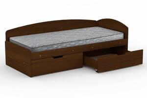 Односпальная кровать с ящиками Компанит-90+2С орех экко