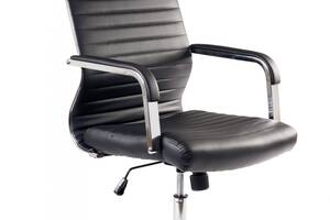 Офисное кресло руководителя BNB SelenaDesign хром Tilt Экокожа Черный