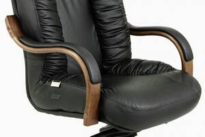 Офисное Кресло Руководителя Bufford Кожа Комбо Wood Lux Орех М2 AnyFix Черное