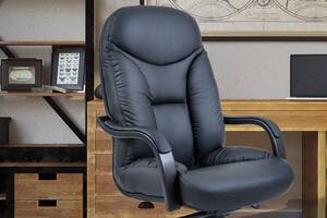 Офисное Кресло Руководителя Maximus Кожа Wood Lux М2 AnyFix Черное