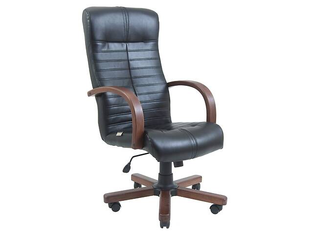 Офисное Кресло Руководителя Orion Кожа Комбо Люкс Wood М2 AnyFix Черное