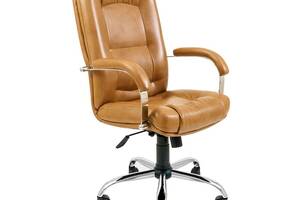 Офисное кресло руководителя Richman Alberto VIP Хром M3 MultiBlock Натуральная Кожа Lux Италия Бежевый