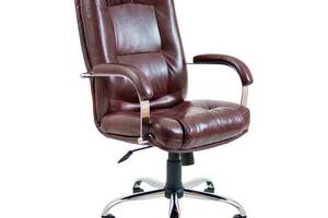 Офисное кресло руководителя Richman Alberto VIP Хром M1 Tilt Натуральная Кожа Lux Италия Madras Коричневый
