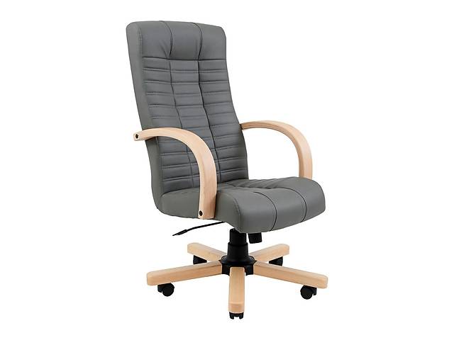 Офисное кресло руководителя Richman Atlant VIP Wood M1 Tilt Натуральная Кожа Lux Италия Серый
