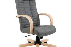 Офісне крісло керівника Richman Atlant VIP Wood M2 AnyFix Натуральна Шкіра Lux Італія Сірий