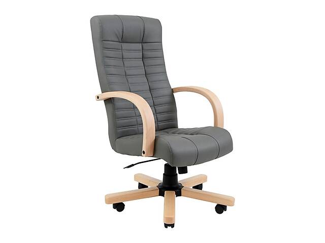 Офисное кресло руководителя Richman Atlant VIP Wood M2 AnyFix Натуральная Кожа Lux Италия Серый
