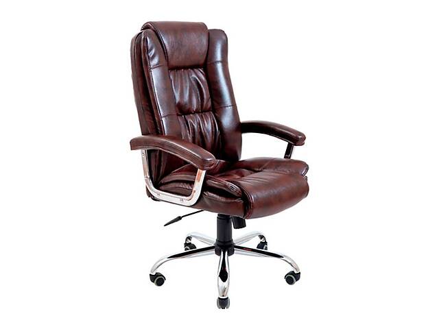 Офисное кресло руководителя Richman California VIP Хром M2 AnyFix Натуральная Кожа Lux Италия Коричневый