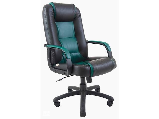 Офисное кресло руководителя Richman Челси Zeus Deluxe Пластик Рич М2 AnyFix Черно-зеленое