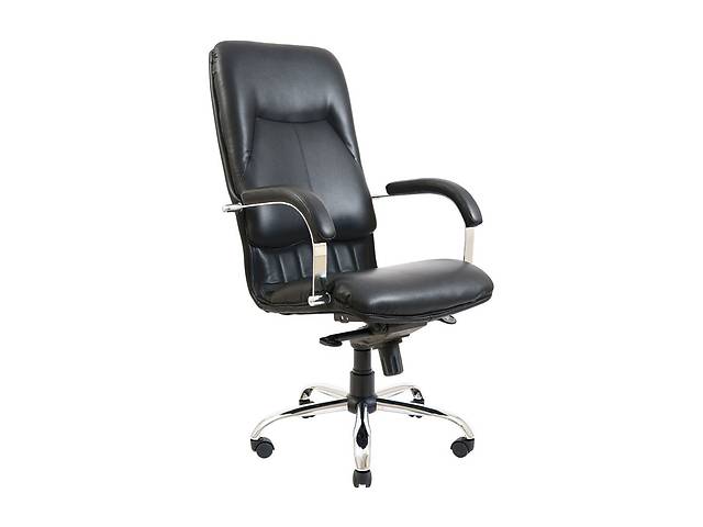Офисное кресло руководителя Richman Nicosia VIP Хром M1 Tilt Натуральная Кожа Lux Комбо Италия Черный