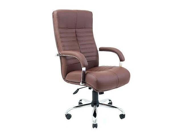 Офисное кресло руководителя Richman Orion VIP Хром M2 AnyFix Натуральная Кожа Lux Италия Коричневый