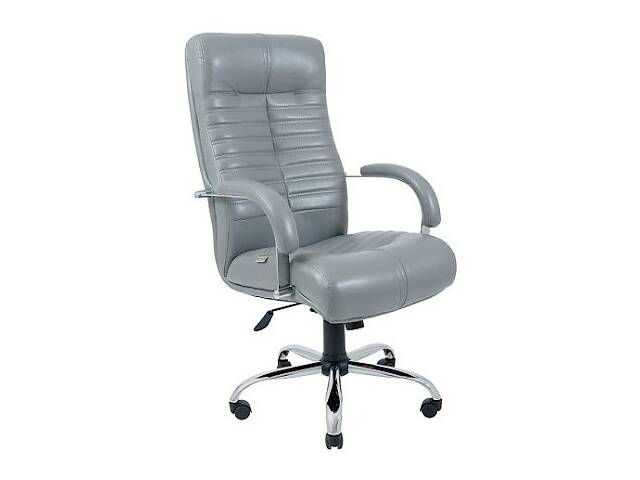 Офисное кресло руководителя Richman Orion VIP Хром M3 MultiBlock Натуральная Кожа Lux Италия Серый