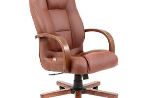 Офисное кресло руководителя Richman Seville VIP Wood M1 Tilt Натуральная Кожа Lux Италия Коричневый