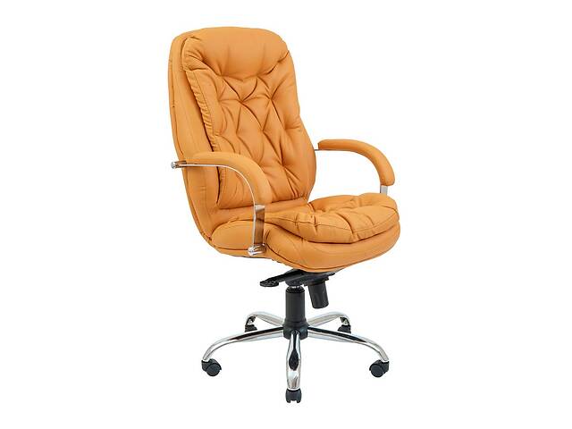 Офисное кресло руководителя Richman Venice VIP Хром M3 MultiBlock Натуральная Кожа Lux Италия Светло-коричневый