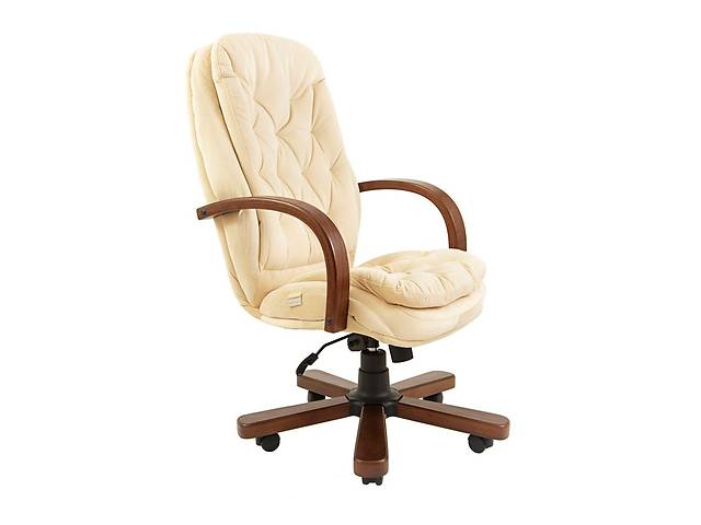 Офисное кресло руководителя Richman Venice VIP Wood M2 AnyFix Натуральная Кожа Lux Италия Кремовый