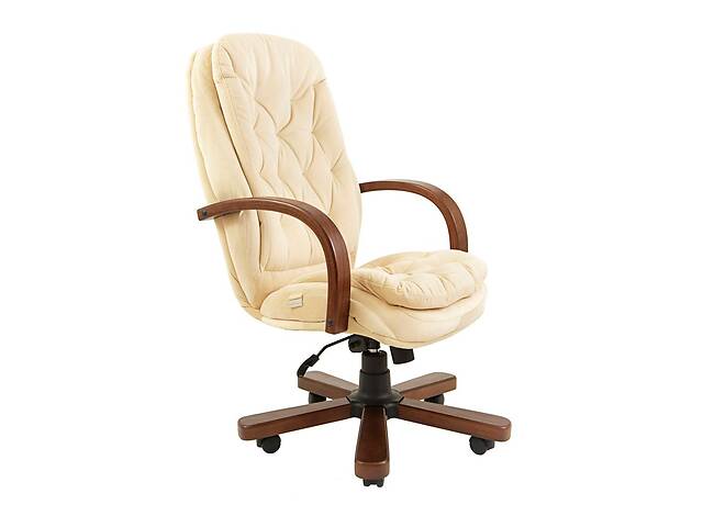 Офисное кресло руководителя Richman Venice VIP Wood M3 MultiBlock Натуральная Кожа Lux Италия Кремовый