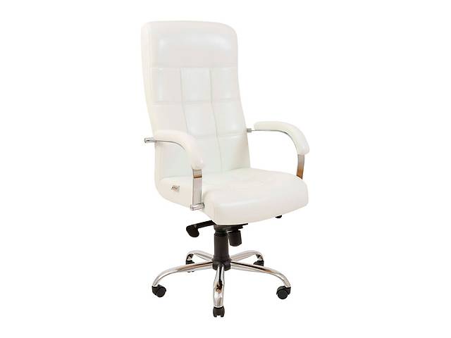 Офисное кресло руководителя Richman Virginia VIP Хром M2 AnyFix Натуральная Кожа Lux Италия Белый