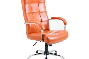 Офисное кресло руководителя Richman Virginia VIP Хром M2 AnyFix Натуральная Кожа Lux Италия Светло-коричневый