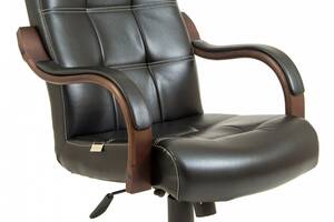 Офисное Кресло Руководителя Virginia Кожа Wood Lux М1 Tilt Черное