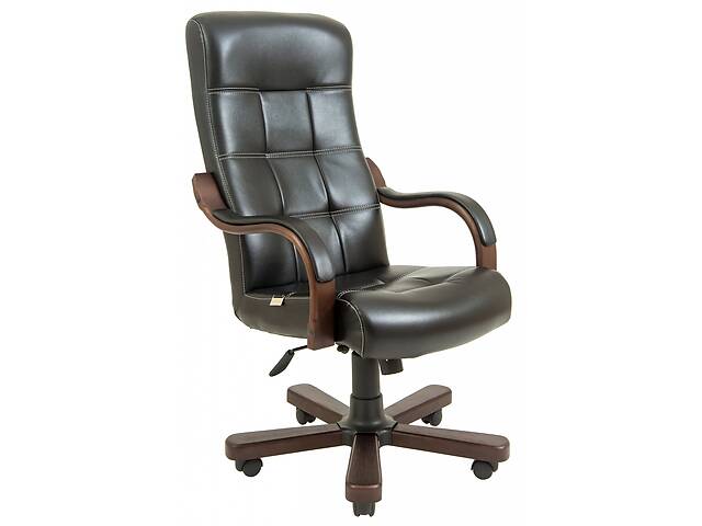 Офисное Кресло Руководителя Virginia Кожа Wood Lux М1 Tilt Черное