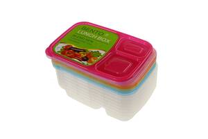 Пластиковые контейнеры для еды 3 отделения с крышками - набор 7 шт. (5820)