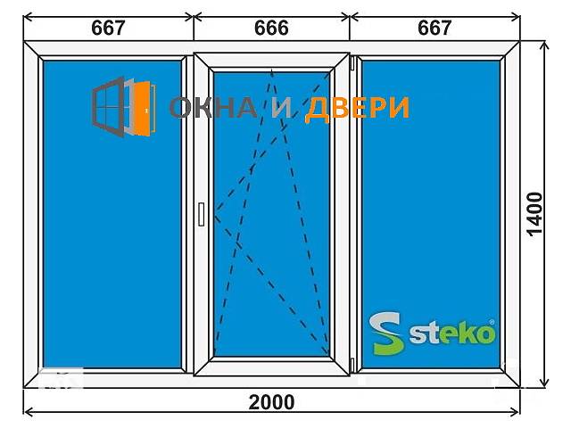 Пластикові вікна steko (2000х1400мм)