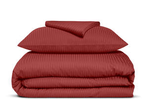Подростковая постель сатин с простыней на резинке BURGUNDY Cosas Красный 160х220 см