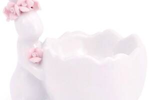 Подставка для яйца 'Кролик с розовым веночком' керамическая