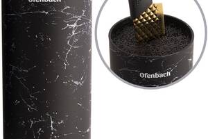 Подставка-колода Ofenbach Black Marble для кухонных ножей и ножниц 11х11х22см, круглая