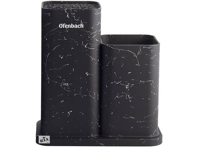 Подставка-колода Ofenbach Black Marble для кухонных ножей и ножниц 21.5х13х23см двойная