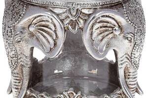 Подсвечник декоративный 'Giorgi Слоны' со стеклянной колбой 14х14х14.5см, серебро