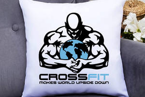 Подушка декоративная с принтом 'Crossfit makes world upside down' Push IT Белый Кавун П000633