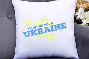 Подушка декоративная с принтом 'Everything will be Ukraine' Push IT Белый Кавун П000535