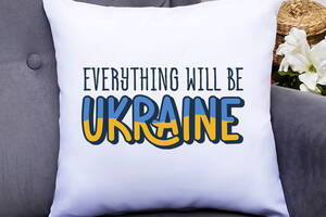 Подушка декоративная с принтом 'Evrything will be Ukraine' Push IT Белый Кавун П000512
