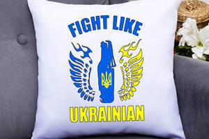 Подушка декоративная с принтом 'Fight like Ukraine' Белый Кавун П000420