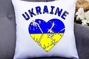 Подушка декоративная с принтом 'Heart of Ukraine' Белый Кавун П000423