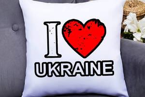 Подушка декоративная с принтом 'I love Ukraine' Белый Кавун П000413