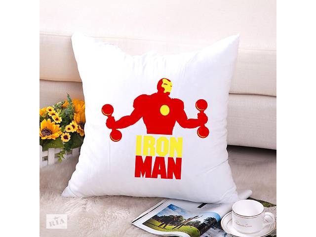 Подушка декоративная с принтом 'Iron Man' Push IT Белый Кавун П000598