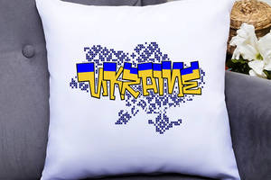 Подушка декоративная с принтом 'Карта Украины из орнамента Ukraine' Push IT Белый Кавун П000449