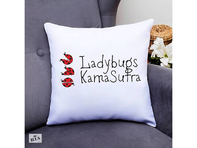 Подушка декоративная с принтом 'Ladybugs Kama Sutra. Божьи коровки Кама Сутра' Кавун П000756