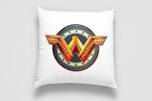 Подушка декоративная с принтом 'Логотип Wonder Woman. Логотип Чудо-женщина' Push IT Белый Кавун П000745