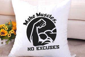 Подушка декоративная с принтом 'Make Muscles no excuses' Push IT Белый Кавун П000609