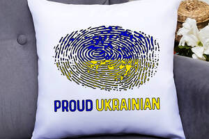 Подушка декоративная с принтом 'Отпечаток пальца - Proud Ukrainian' Белый Кавун П000417