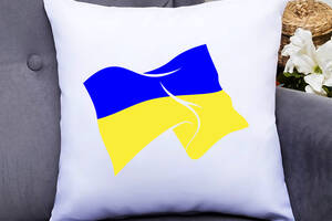 Подушка декоративная с принтом 'Развивающийся флаг Украины' Push IT Белый Кавун П000540