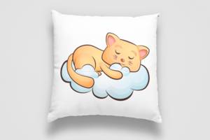 Подушка декоративная с принтом 'Спящий котенок на облаке. Sleeping cat' Push IT Белый Кавун П000718