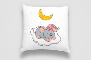 Подушка декоративная с принтом 'Спящий серый мышонок на облачке. Sleeping mouse' Push IT Белый Кавун П000734