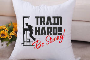 Подушка декоративная с принтом 'Train hard. Be strong' Push IT Белый Кавун П000668